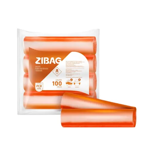 Saco de Lixo Químico Laranja 100L 75cm X 105cm Com 100 Unidades 10 Micras Reforçado