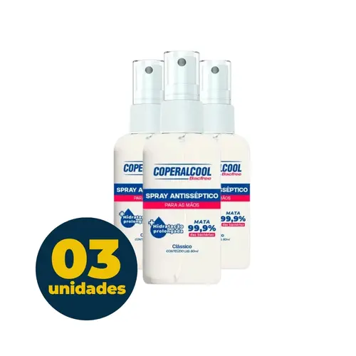 Álcool Spray 70 INPM Antisséptico Coperalcool 60ml com 3 Unidades
