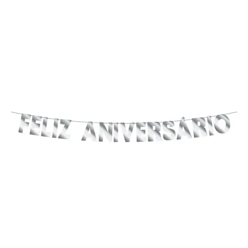 Faixa Decorativa 1,50mt Feliz Aniversário Prata