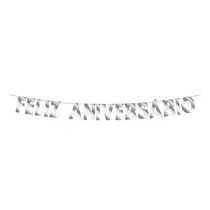 Faixa Decorativa 1,50mt Feliz Aniversário Prata