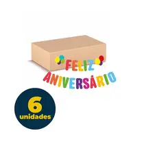 FAIXA DECORATIVA 1,10MT FELIZ ANIVERSARIO 6 UN