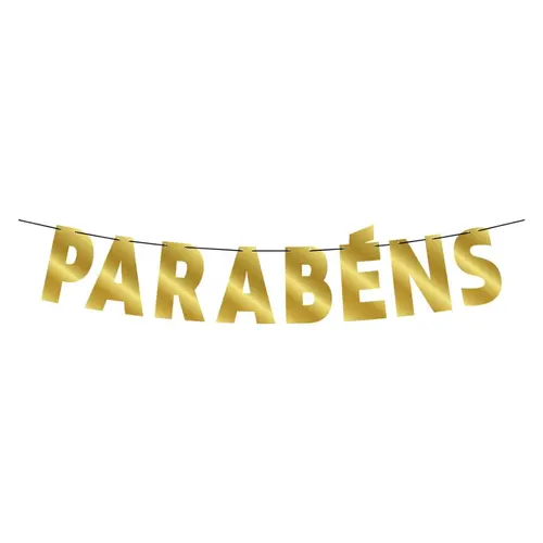 Faixa Decorativa 85cm Parabéns Dourada