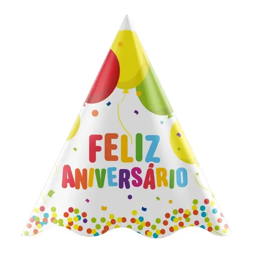 CHAPEU FESTA 13CMX15CM FELIZ ANIVERSARIO 08 UN 6 UN