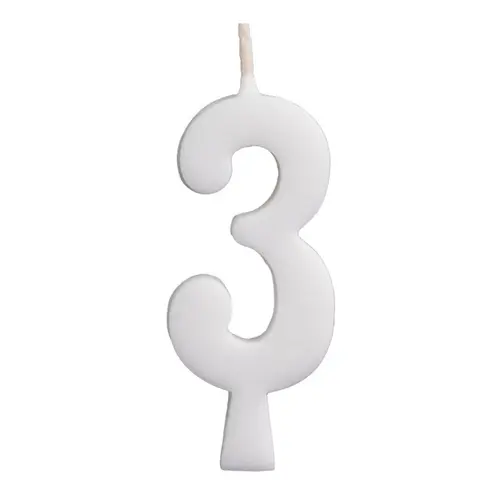 Vela de Aniversário Branca 5,5CM N° 3