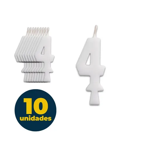 VELA ANIVERSARIO BRANCA 5,5CM N° 4 10 UN