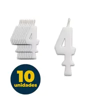 VELA ANIVERSARIO BRANCA 5,5CM N° 4 10 UN