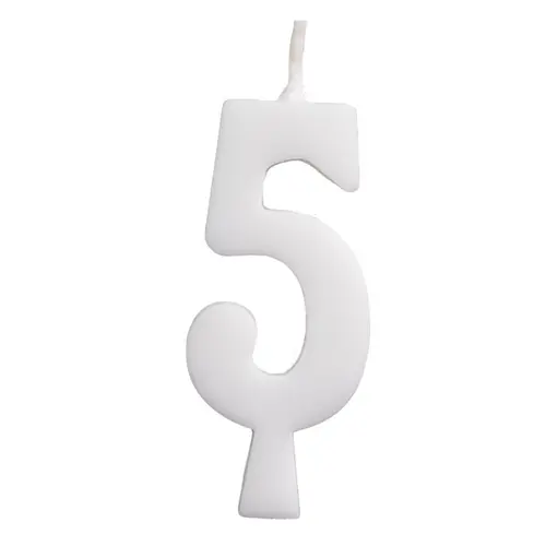 Vela de Aniversário Branca 5,5CM N° 5