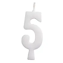 Vela de Aniversário Branca 5,5CM N° 5
