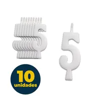 VELA ANIVERSARIO BRANCA 5,5CM N° 5 10 UN