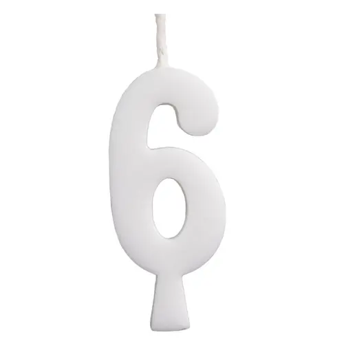 Vela de Aniversário Branca 5,5CM N° 6
