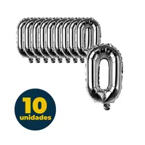 BALAO METALIZADO PRATA 35CMX23CM N° 0 10 UN