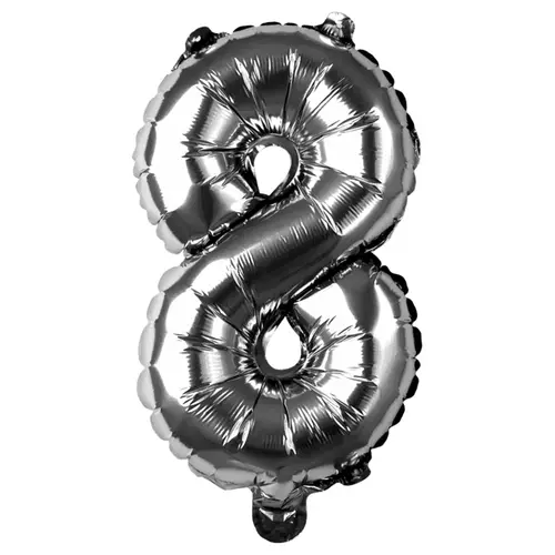 BALAO METALIZADO PRATA 35CMX23CM N° 8