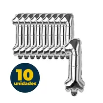 BALAO METALIZADO PRATA 35CMX23CM N° 1 10 UN