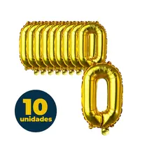 BALAO METALIZADO DOURADO 35CMX23CM N° 0 10 UN