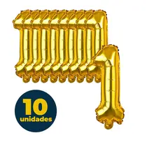 BALAO METALIZADO DOURADO 35CMX15CM N° 1 10 UN