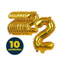 BALAO METALIZADO DOURADO 35CMX23CM N° 2 10 UN