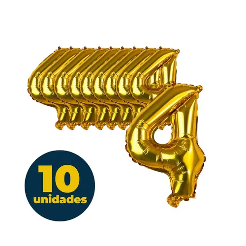 BALAO METALIZADO DOURADO 35CMX23CM N° 4 10 UN