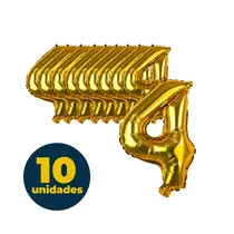 BALAO METALIZADO DOURADO 35CMX23CM N° 4 10 UN