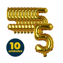 BALAO METALIZADO DOURADO 35CMX23CM N° 5 10 UN
