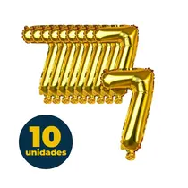 BALAO METALIZADO DOURADO 35CMX23CM N° 7 10 UN