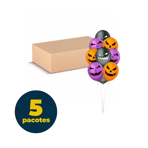 BALAO DECORADO 12 10 UN HALLOWEEN SORTIDO 5 PCT