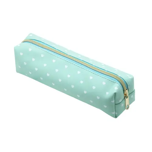 Estojo Com 1 Zíper Love Verde Água e Branco Brw