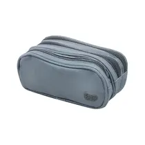 Estojo Com 3 Zíper Nylon Jeans Cinza Brw