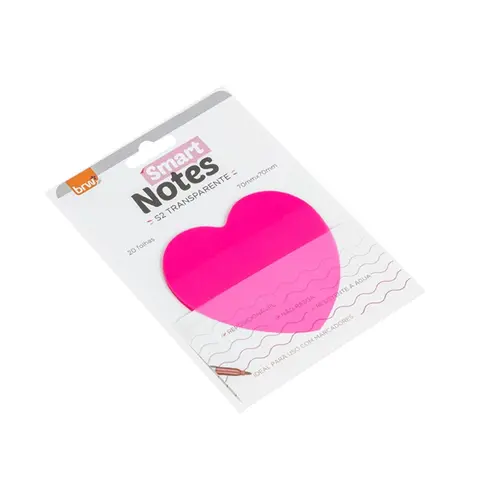 Bloco Recado Adesivo 76mm X 76mm Coração Rosa Com 20 Folhas