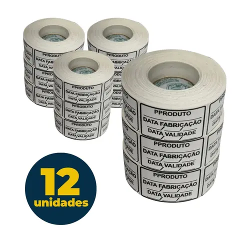 ETIQUETA ADESIVA USO MANUAL PRODUTO/VALIDADE ALIMENTO C/400 ET 25MMX40MM 12 RL