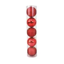 Bola de Natal 8cm Vermelha c/ Glitter e Lisa 5uni