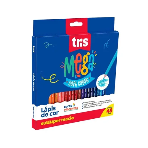 Lápis de Cor 48 Cores Triângular Tris Mega Soft Color