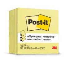 Bloco Recado Adesivo Removível 076MMX076MM 400 Folhas Amarelo POST-IT