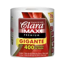 Toalha Papel 1 Rolo c/ 400 Toalhas20CMX19CM Premium Gigante Claramax