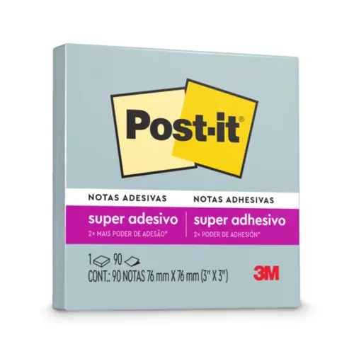BLOCO RECADO ADESIVO REMOVIVEL 076MMX076MM POST-IT 090FL AZUL 12 UN