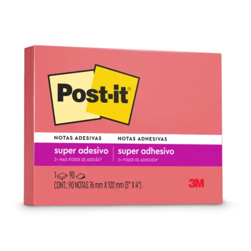 Bloco Adesivo Removível 076MMX102MM 90FL Rosa Poppy POST-IT