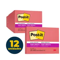BLOCO RECADO ADESIVO REMOVIVEL 076MMX102MM POST-IT 090FL ROSA POPPY 12 UN