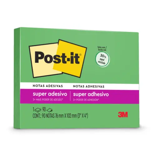 Bloco Adesivo Removível 076MMX102MM 90FL Verde POST-IT