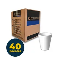 Copo Térmico de Isopor 240ml 25 Unidades Copobras Branco Caixa com 40 Pacotes