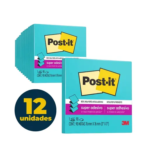 RECADO ADESIV REMOV 076MMX076MM POP-UP POST-IT 090FL CEU AZUL 12 UN