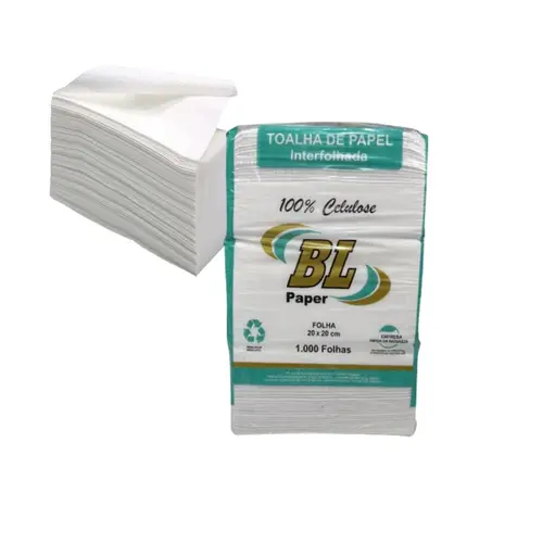 Toalha Papel Branca 2D 20CMX20CM 1000FL 100% Celulose BL Paper