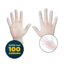LUVA VINIL DESCARTAVEL P S/ PO 100 UN 10 PCT