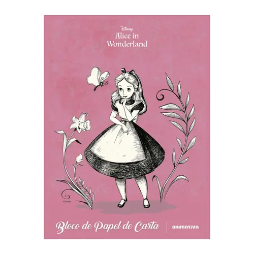 Papel de Carta Bloco 179X241mm 48 Folhas Animativa Alice no País das Maravilhas