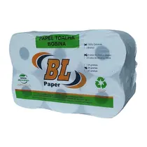 Toalha Papel Rolo Branca 20CMX200M 100% Celulose 06 Rolos BL PAPER