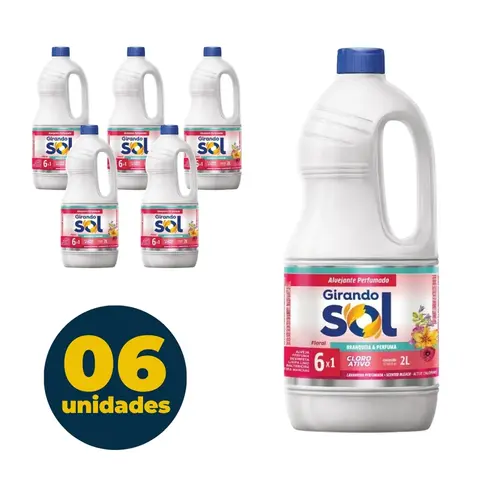 ALVEJANTE AGUA SANITARIA 02L GIRANDO SOL CLORO ATIVO FLORAL 6 UN