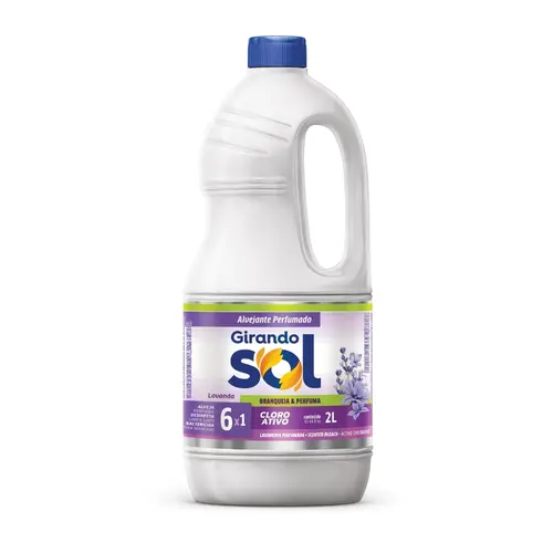 Alvejante Água Sanitária 2L Cloro Ativo Lavanda Girando Sol