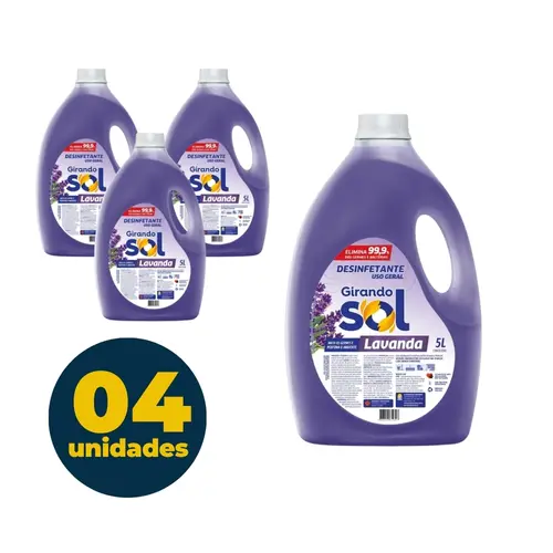 Desinfetante Girando Sol Lavanda 5L com 4 Unidades