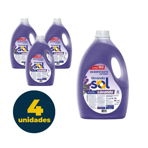 Desinfetante Girando Sol Lavanda 5L com 4 Unidades