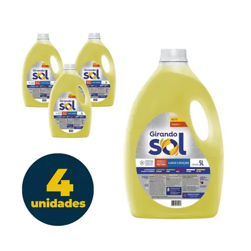 DETERGENTE LIQUIDO LAVA LOUCA 5L GIRANDO SOL NEUTRO 4 UN