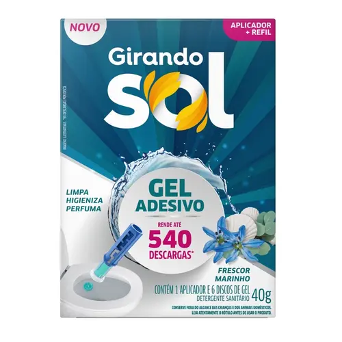 Aparelho + Refil Gel Adesivo Sanitário 40g Frescor Marinho Girando Sol