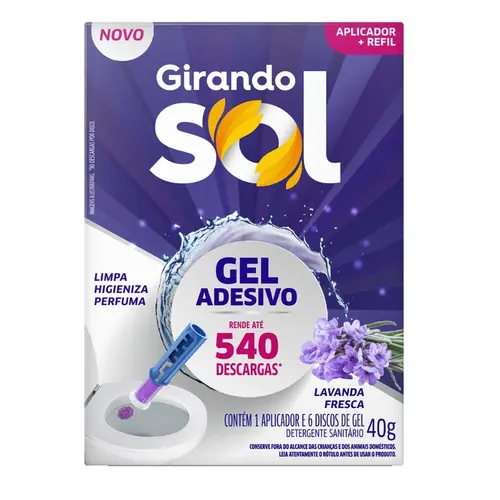 Aparelho + Refil Gel Adesivo Sanitário 40g Lavanda Fresca Girando Sol